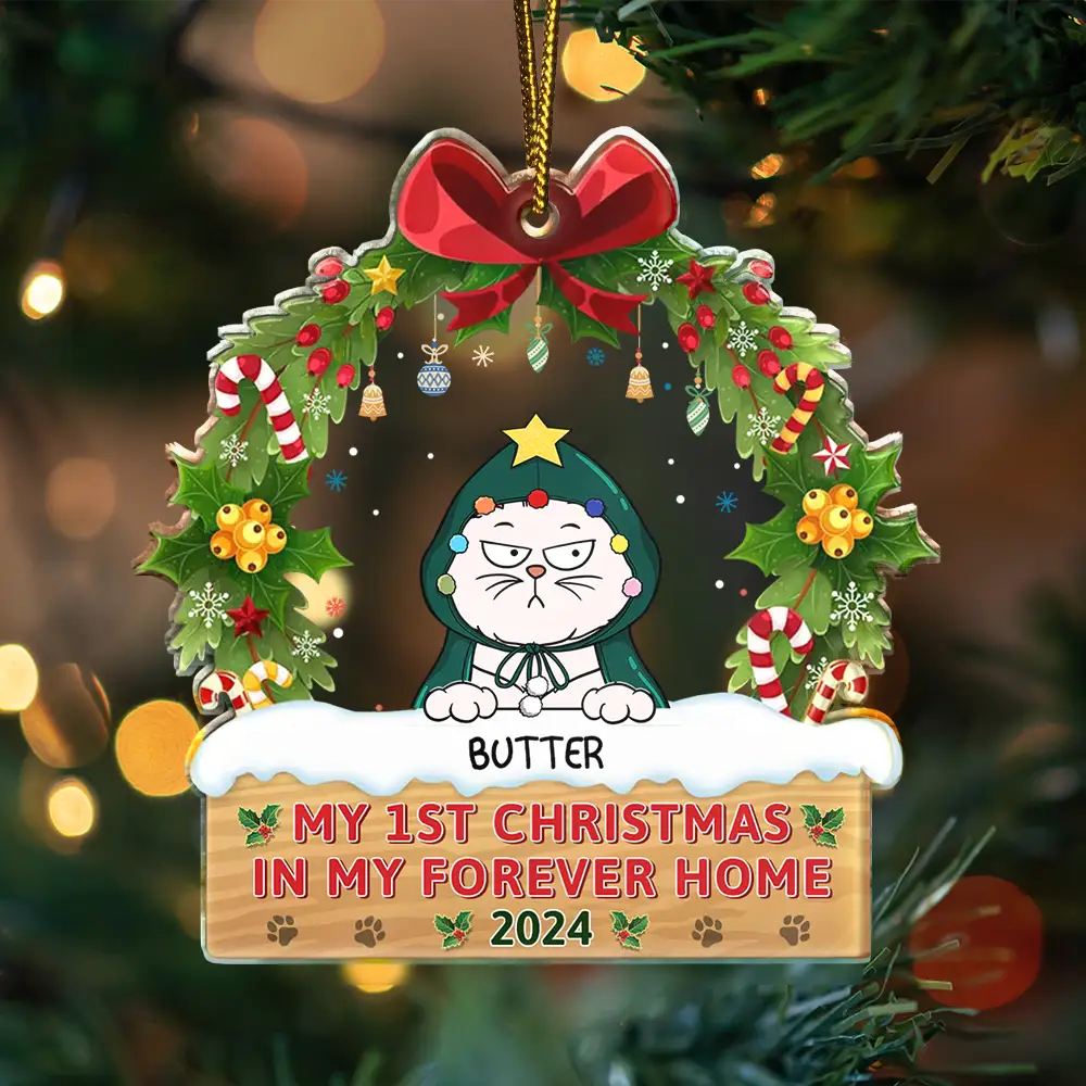 My 1st Christmas In My Forever Home Funny Pet - Personalized Custom Shaped Acrylic Ornament