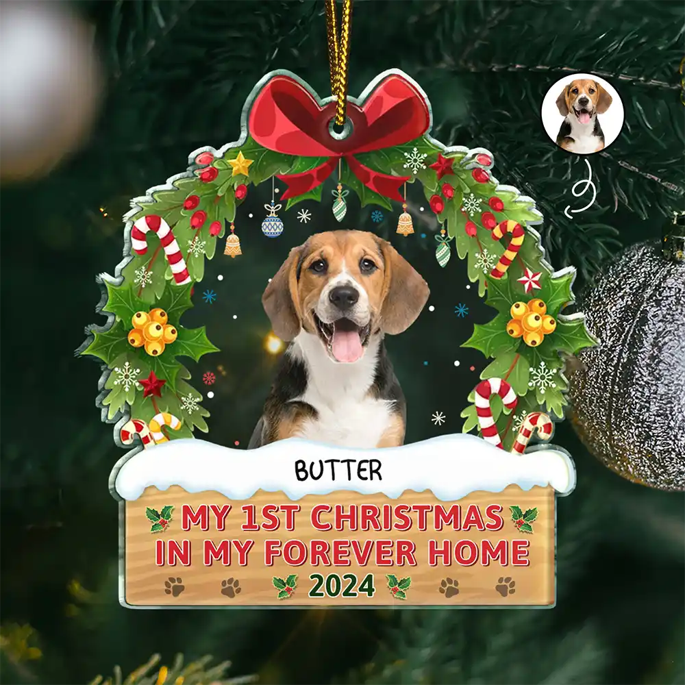 Custom Photo My 1st Christmas In My Forever Home - Personalized Custom Shaped Acrylic Ornament