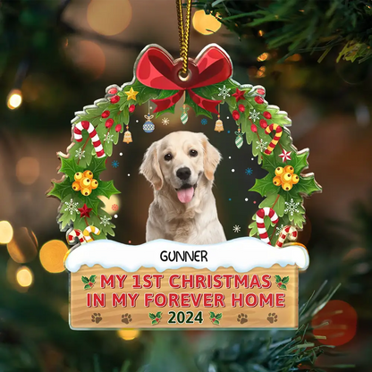 Custom Photo My 1st Christmas In My Forever Home - Personalized Custom Shaped Acrylic Ornament