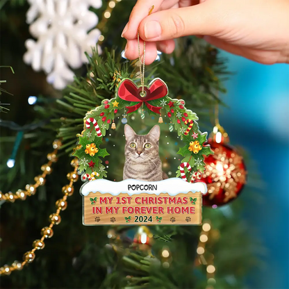 Custom Photo My 1st Christmas In My Forever Home - Personalized Custom Shaped Acrylic Ornament