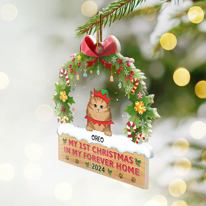 Semi Dog Cat My 1st Christmas In My Forever Home - Personalized Custom Shaped Acrylic Ornament