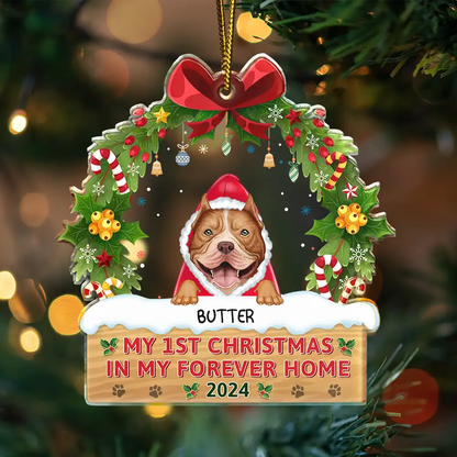 Semi Dog Cat My 1st Christmas In My Forever Home - Personalized Custom Shaped Acrylic Ornament