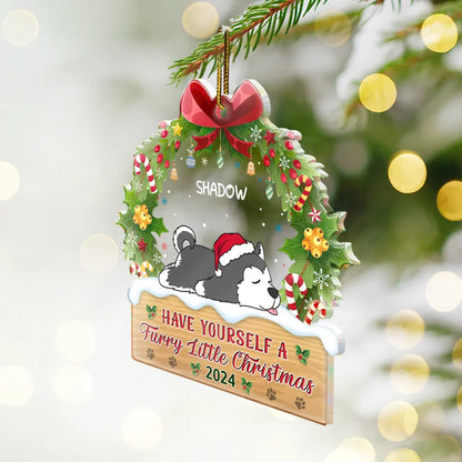 Dog Lovers - Lying Dog Have Yourself A Furry Little Christmas - Personalized Custom Shaped Acrylic Ornament