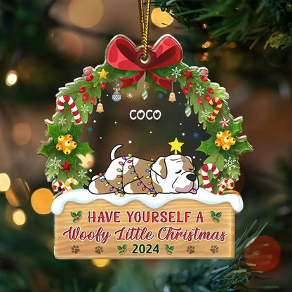 Dog Lovers - Lying Dog Have Yourself A Furry Little Christmas - Personalized Custom Shaped Acrylic Ornament