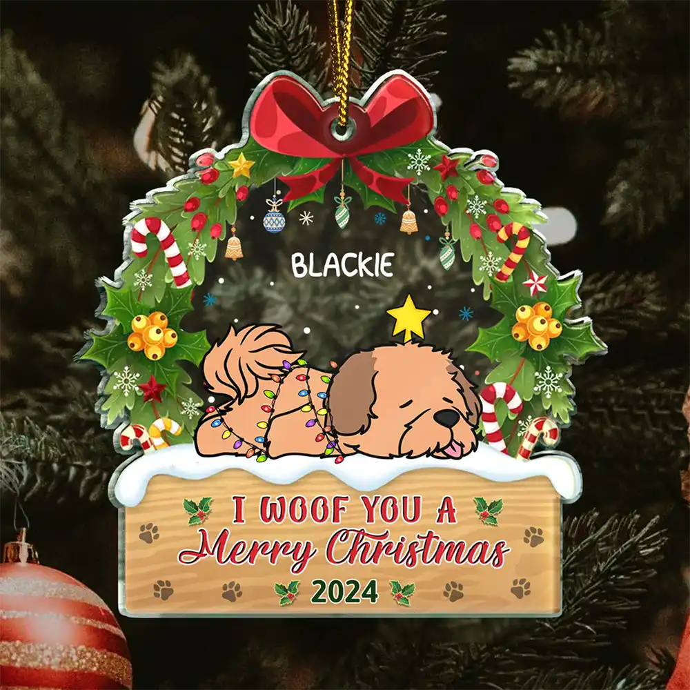 Lying Dog My 1st Christmas In My Forever Home - Personalized 2-Layered Mix Ornament