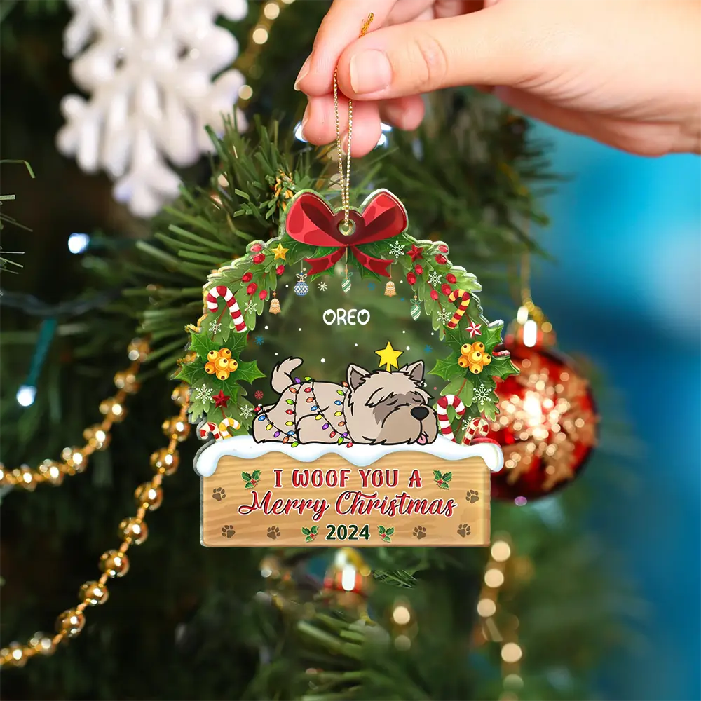 Lying Dog My 1st Christmas In My Forever Home - Personalized 2-Layered Mix Ornament