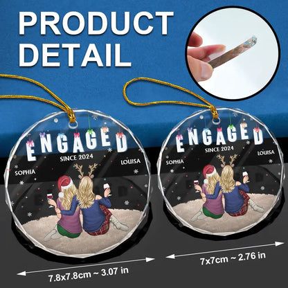 Gift For Couples - Couples Together Engaged Married - Personalized Circle Glass Ornament