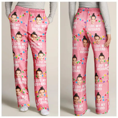 Custom Photo I Love My Wife - Personalized Sweatpants