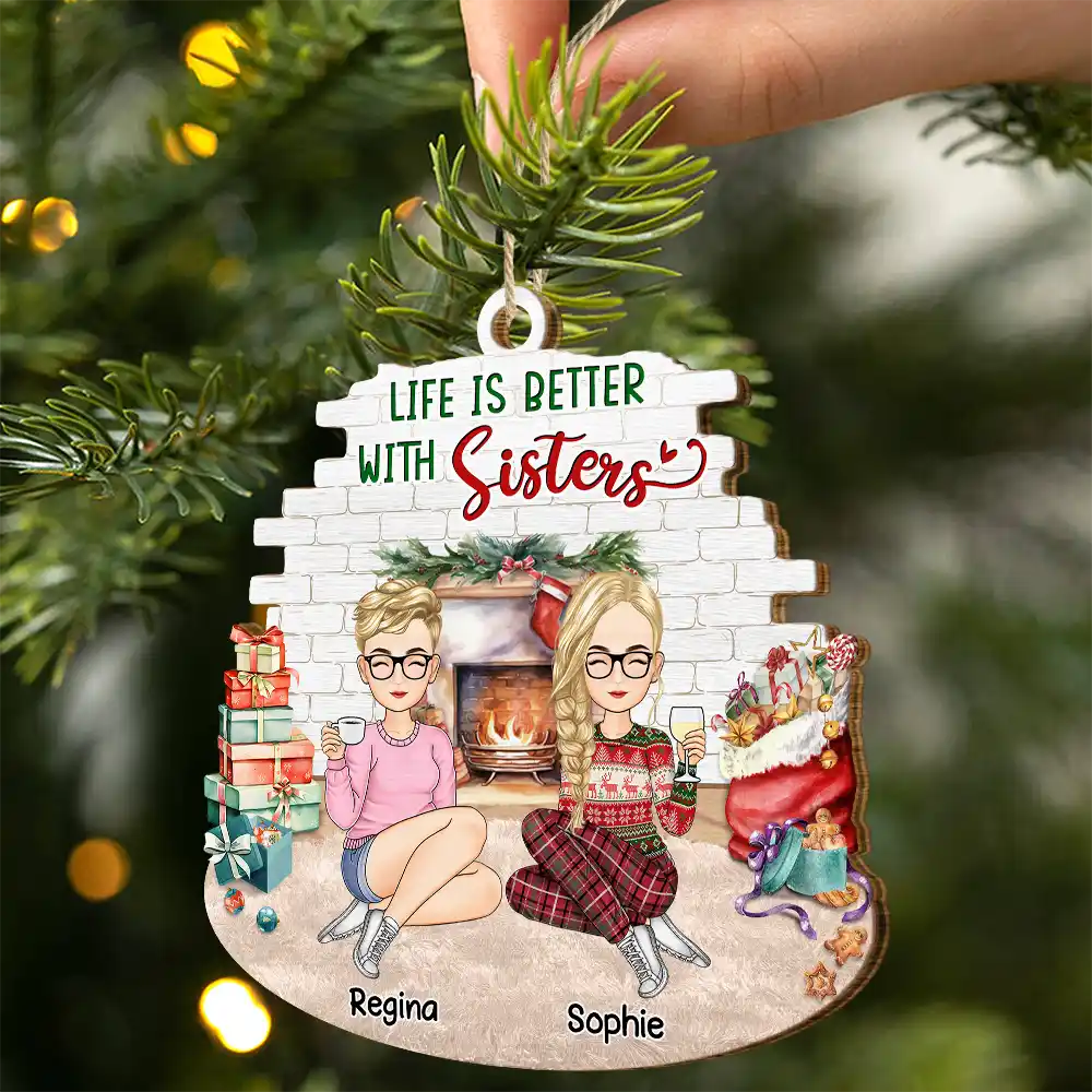 Christmas Besties Forever - Personalized Custom Shaped Wooden Ornament