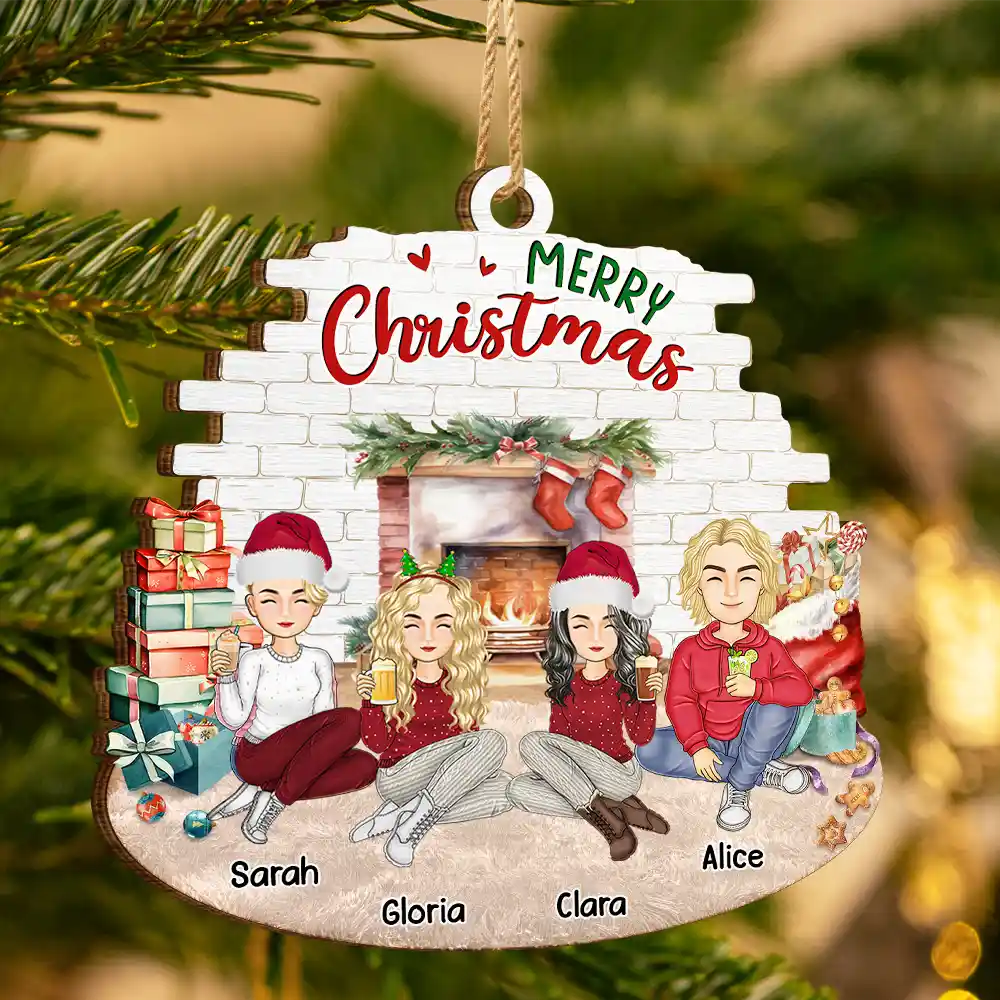 Christmas Besties Forever - Personalized Custom Shaped Wooden Ornament