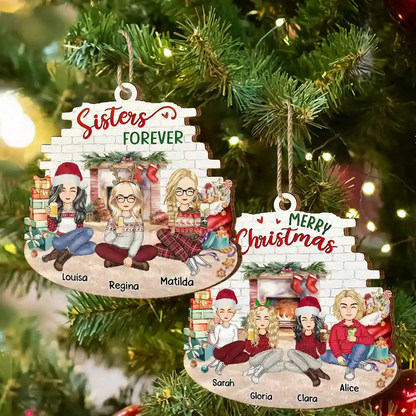 Christmas Besties Forever - Personalized Custom Shaped Wooden Ornament