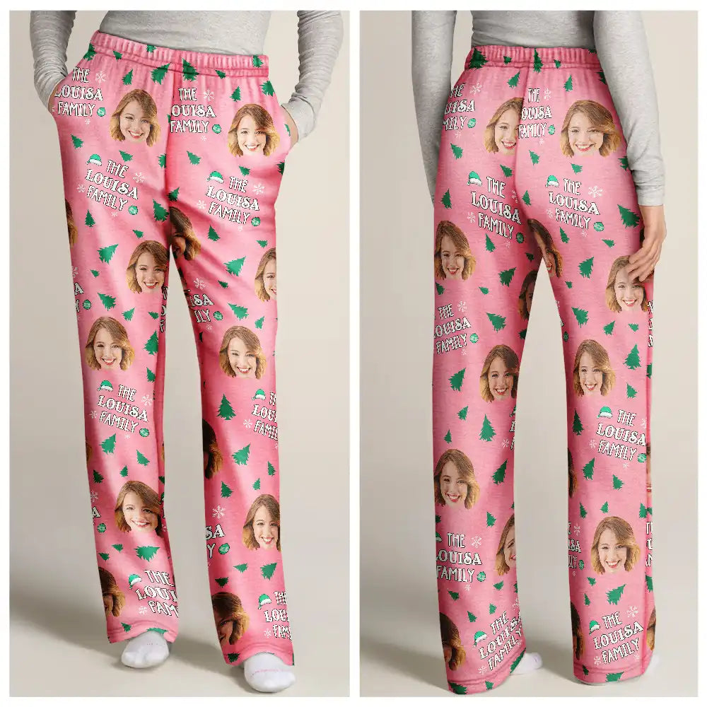 Family, Parents - Custom Photo Christmas Family Faces - Personalized Pajama Pants