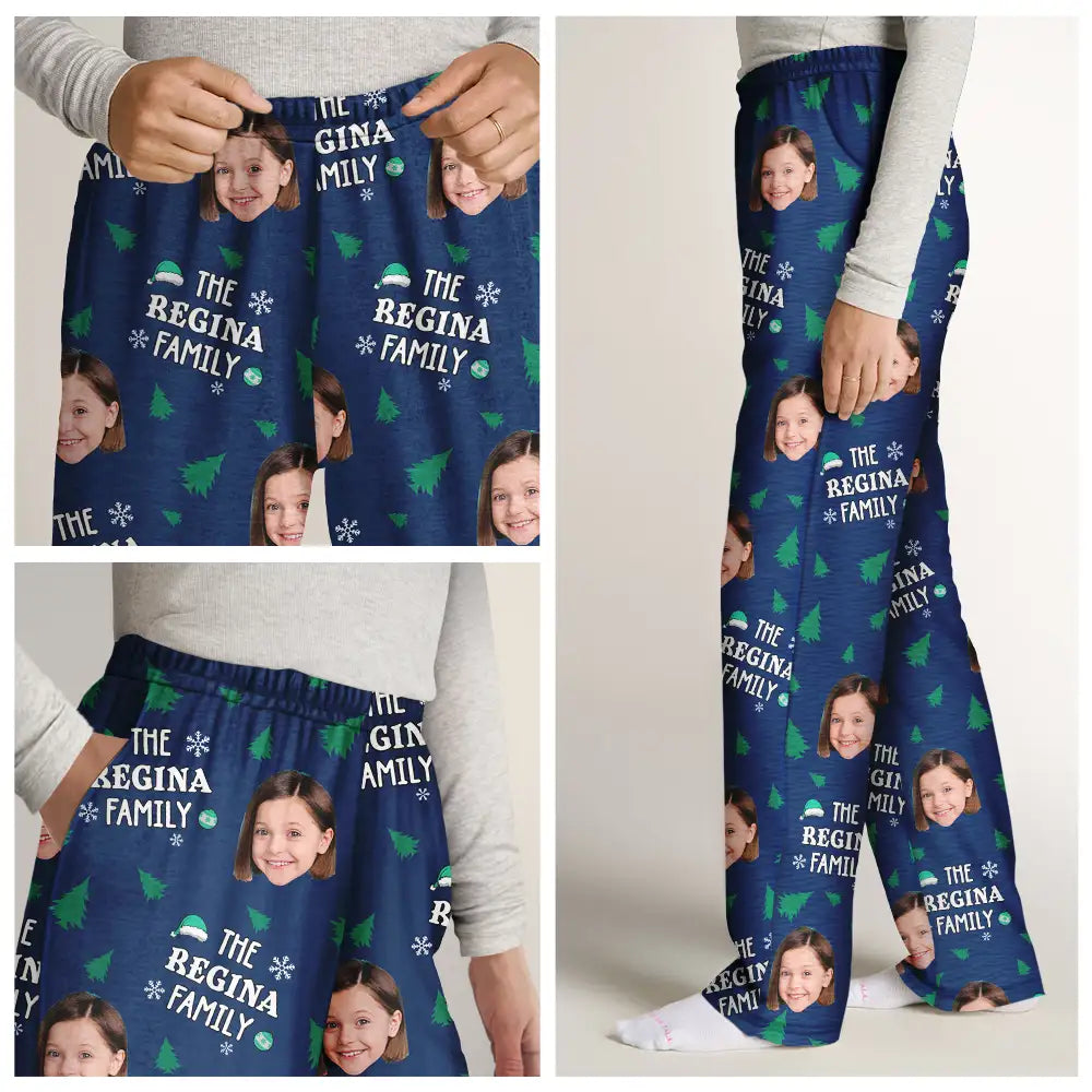 Family, Parents - Custom Photo Christmas Family Faces - Personalized Pajama Pants