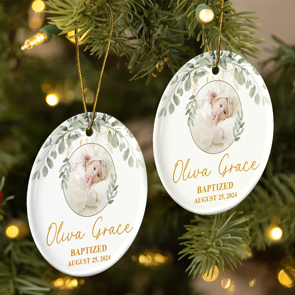 Custom Photo Baptized Baby - Personalized Circle Acrylic Ornament