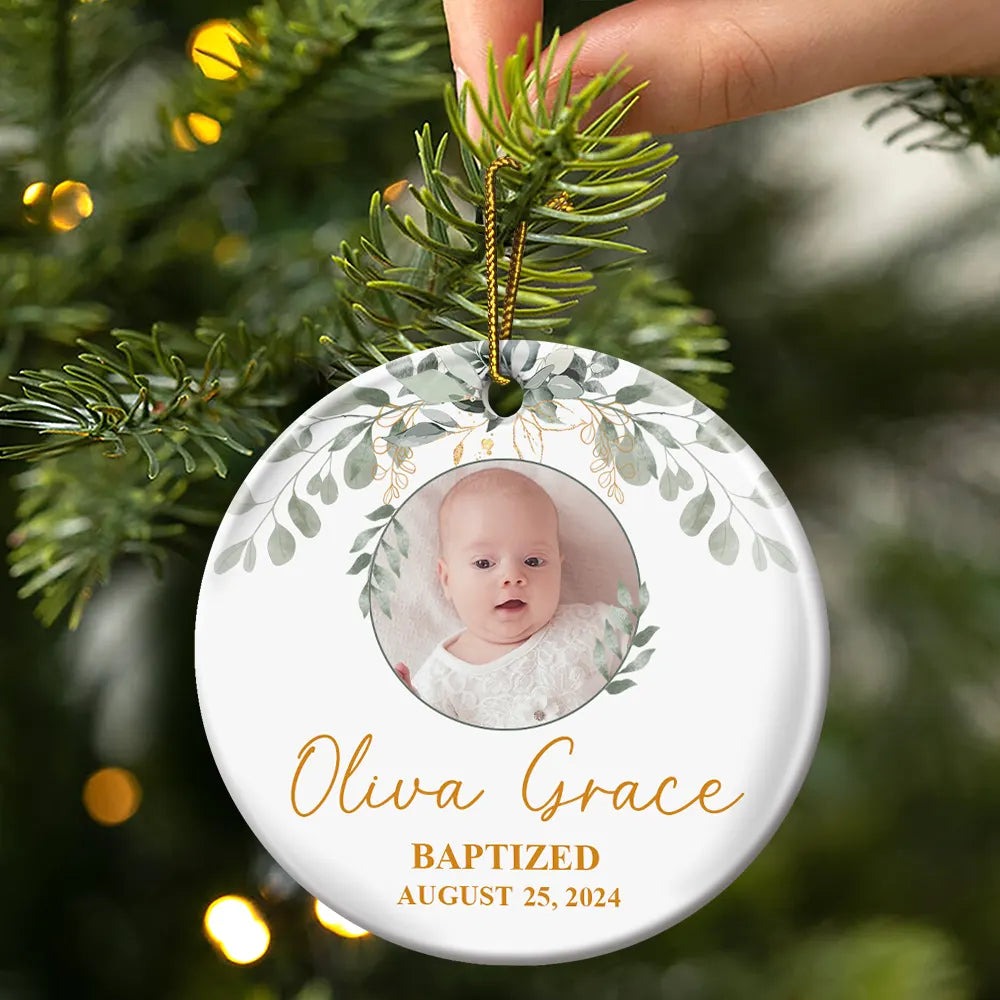 Custom Photo Baptized Baby - Personalized Circle Acrylic Ornament