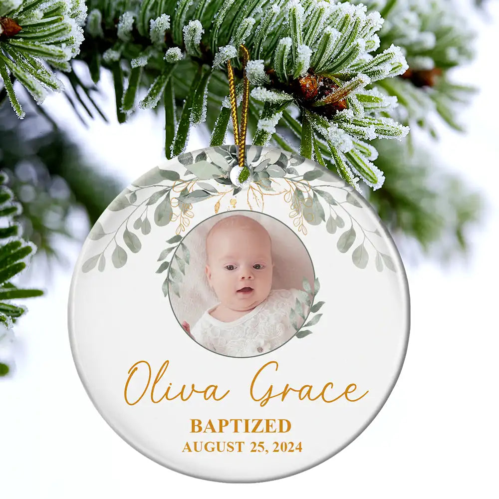 Custom Photo Baptized Baby - Personalized Circle Acrylic Ornament