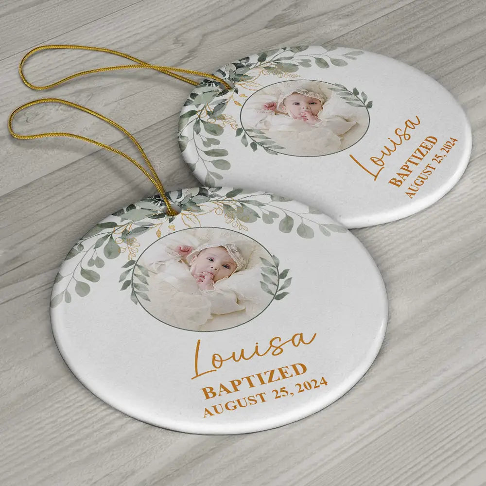 Custom Photo Baptized Baby - Personalized Circle Acrylic Ornament