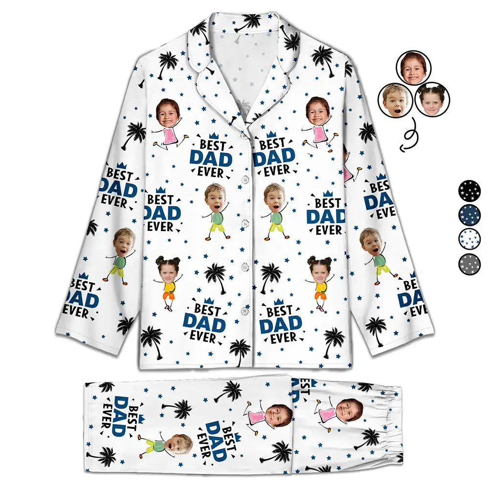 Custom Photo Best Dad Grandpa Ever - Personalized Long Pajamas Set