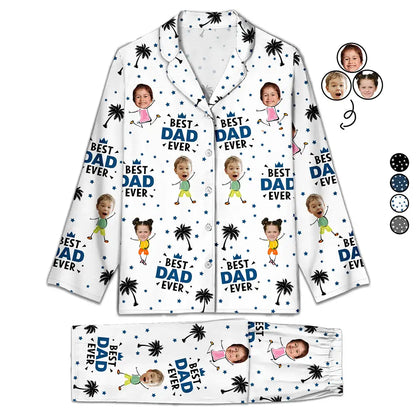 Custom Photo Best Dad Grandpa Ever - Personalized Long Pajamas Set
