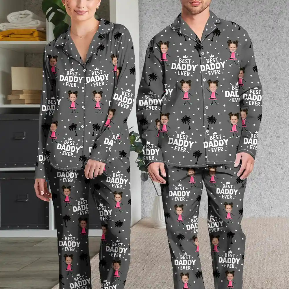 Custom Photo Best Dad Grandpa Ever - Personalized Long Pajamas Set