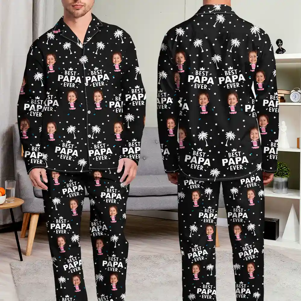 Custom Photo Best Dad Grandpa Ever - Personalized Long Pajamas Set