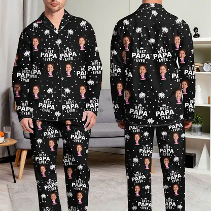 Custom Photo Best Dad Grandpa Ever - Personalized Long Pajamas Set