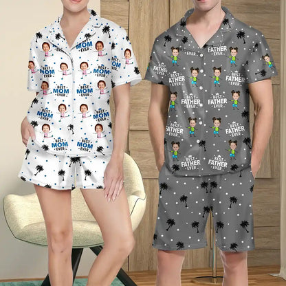 Custom Photo Best Dad Grandpa Ever - Personalized Short Pajamas Set