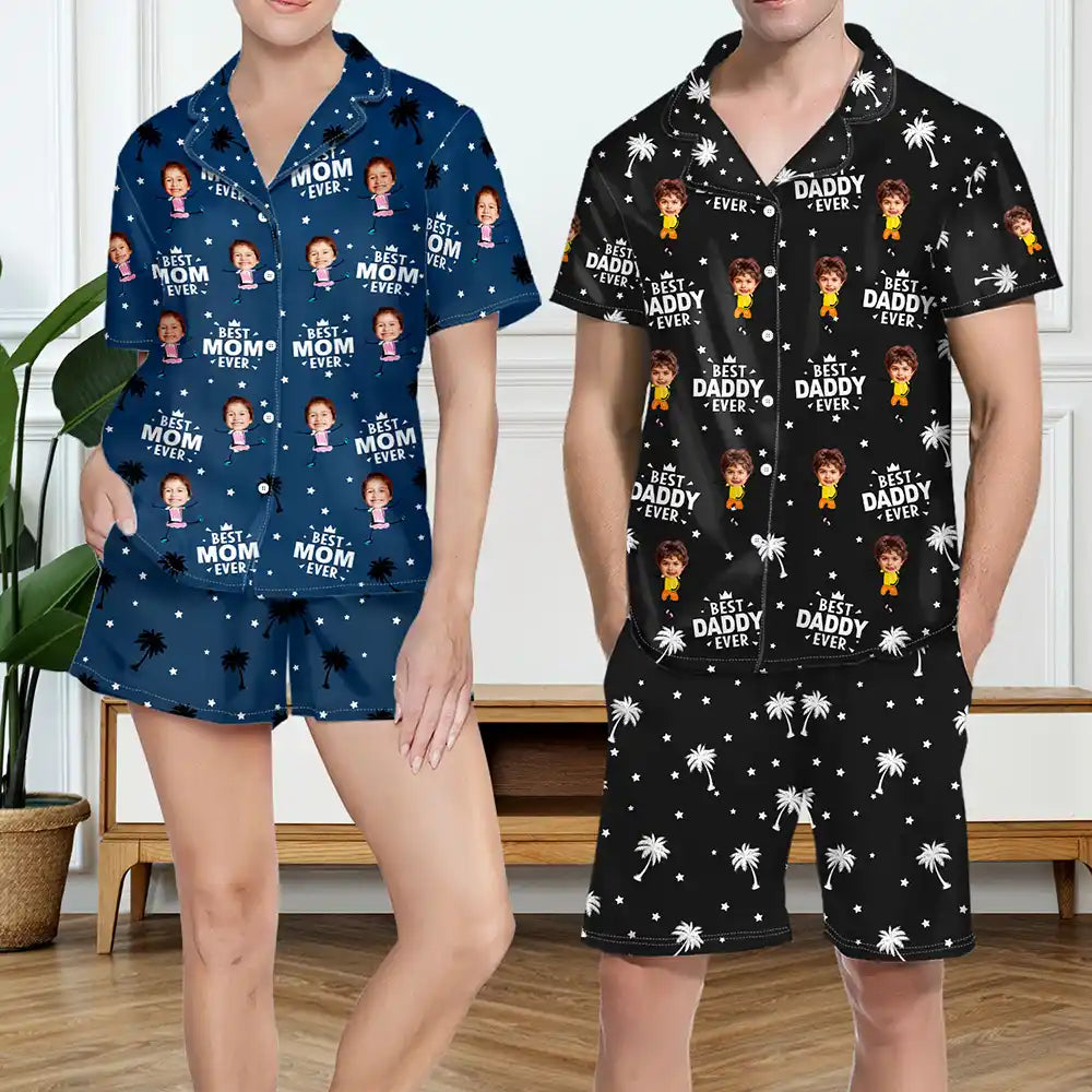 Custom Photo Best Dad Grandpa Ever - Personalized Short Pajamas Set