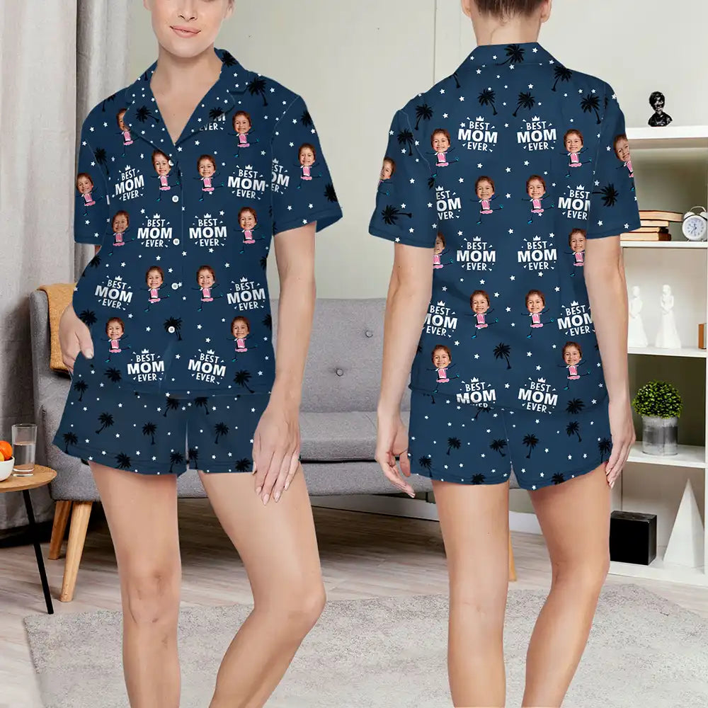 Custom Photo Best Dad Grandpa Ever - Personalized Short Pajamas Set