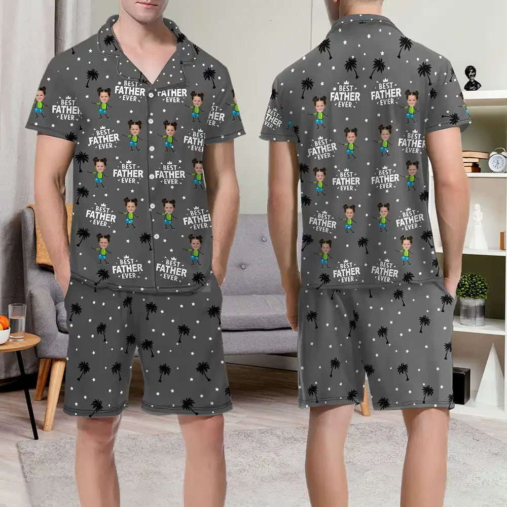 Custom Photo Best Dad Grandpa Ever - Personalized Short Pajamas Set