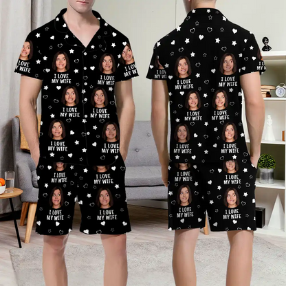 Custom Photo Funny I Love My Lover - Personalized Short Pajamas Set