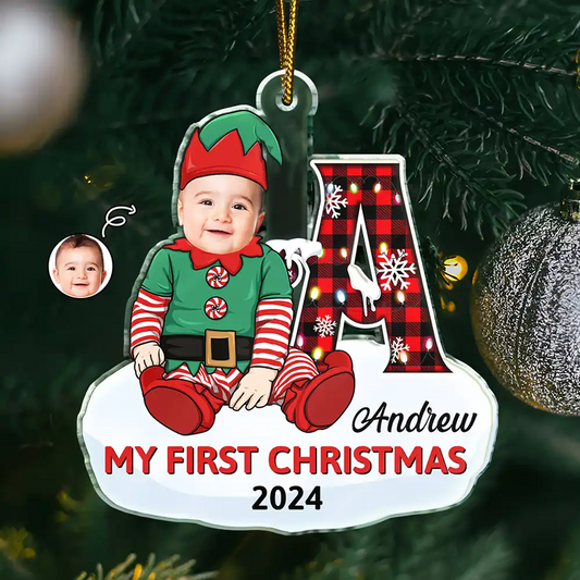 Custom Photo Baby's First Christmas Costumes - Personalized Custom Shaped Acrylic Ornament