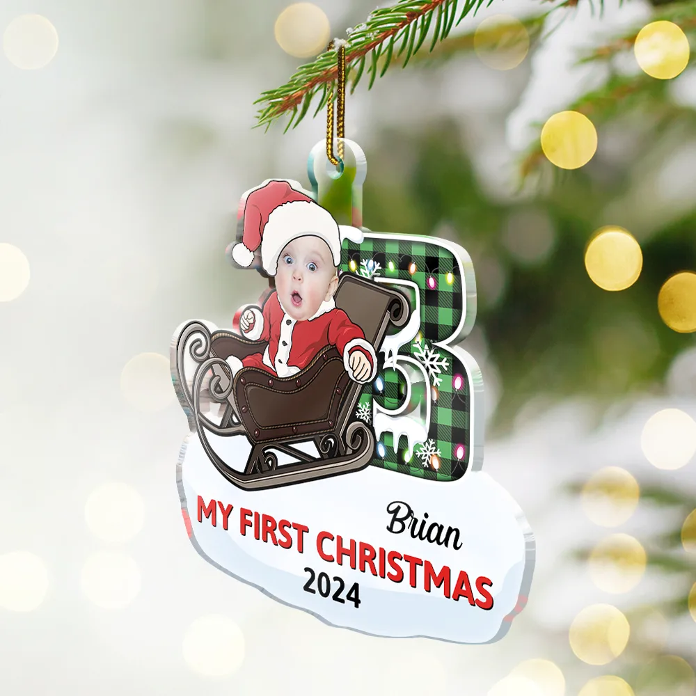 Custom Photo Baby's First Christmas Costumes - Personalized Custom Shaped Acrylic Ornament