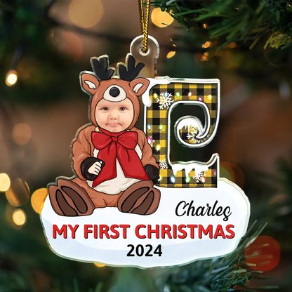 Custom Photo Baby's First Christmas Costumes - Personalized Custom Shaped Acrylic Ornament