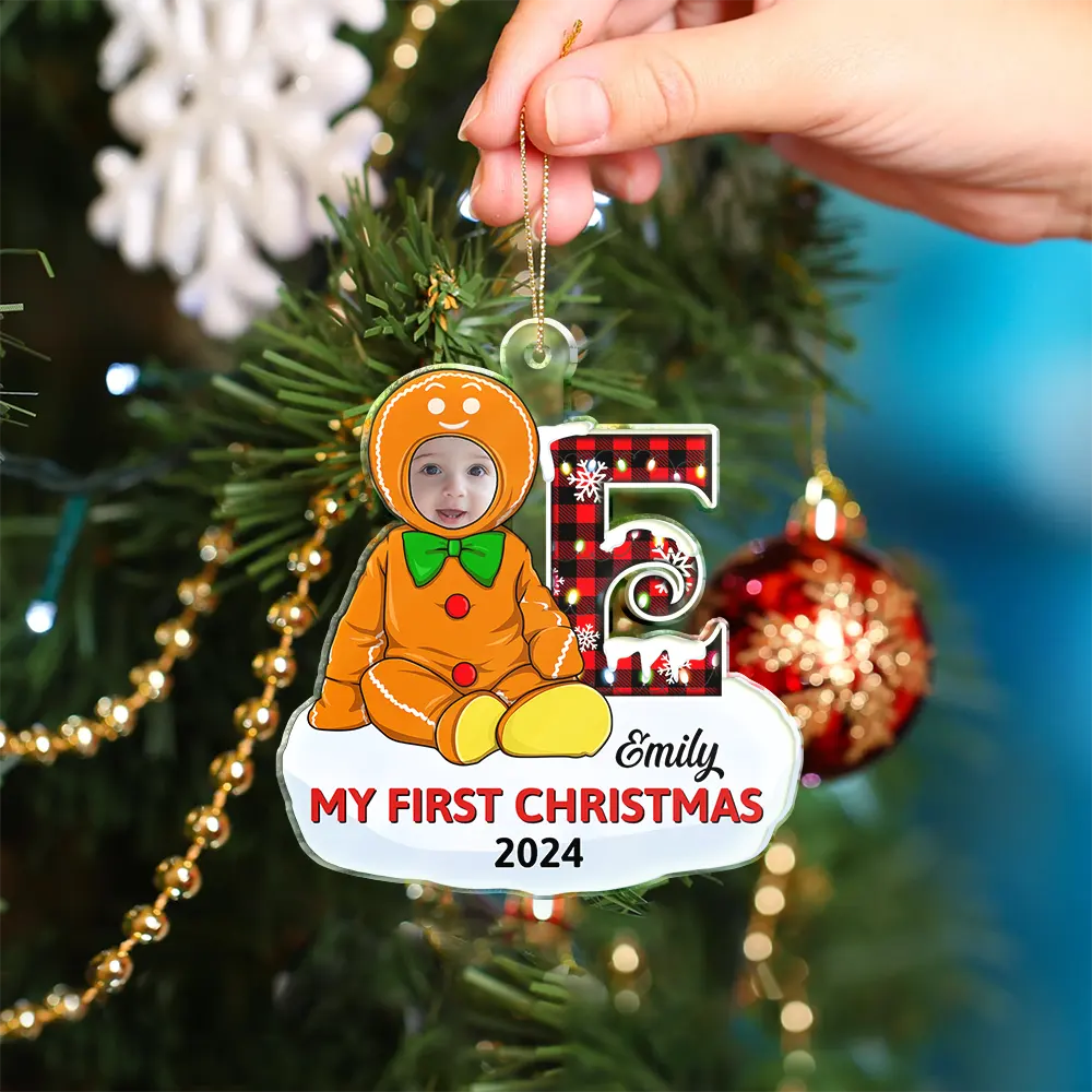 Custom Photo Baby's First Christmas Costumes - Personalized Custom Shaped Acrylic Ornament