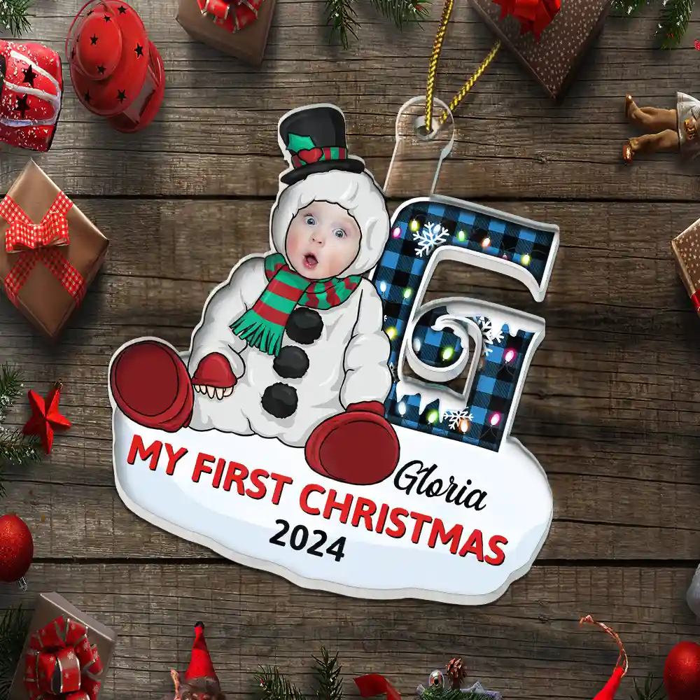 Custom Photo Baby's First Christmas Costumes - Personalized Custom Shaped Acrylic Ornament