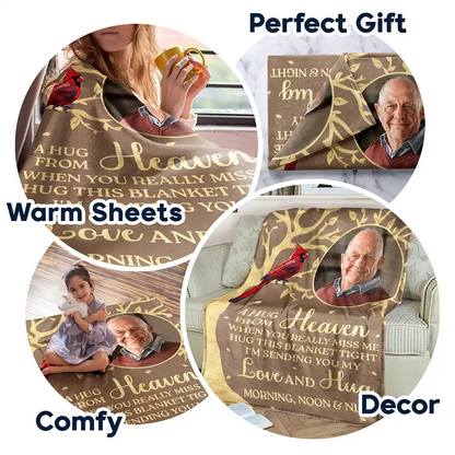 Custom Photo A Hug From Heaven Memorial - Personalized Fleece Blanket