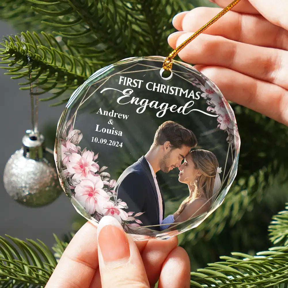 Custom Photo First Christmas Married - Personalized Acrylic Ornament