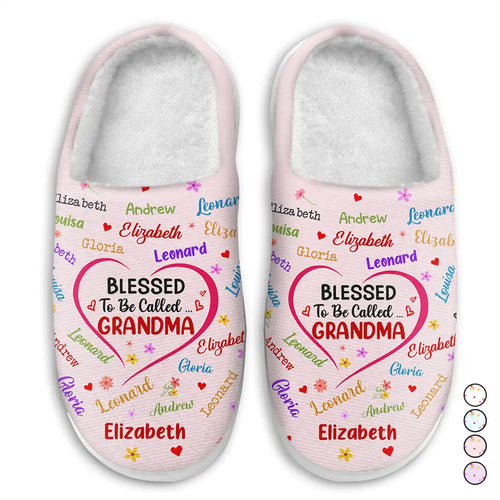 Blessed To Be Called Grandma Nana - Personalized Fluffy Slippers