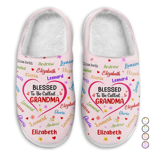 Blessed To Be Called Grandma Nana - Personalized Fluffy Slippers