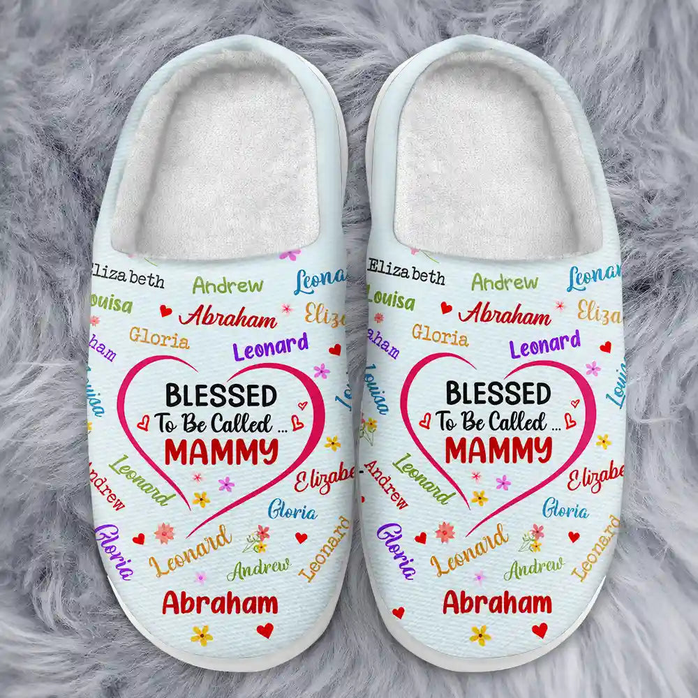 Blessed To Be Called Grandma Nana - Personalized Fluffy Slippers