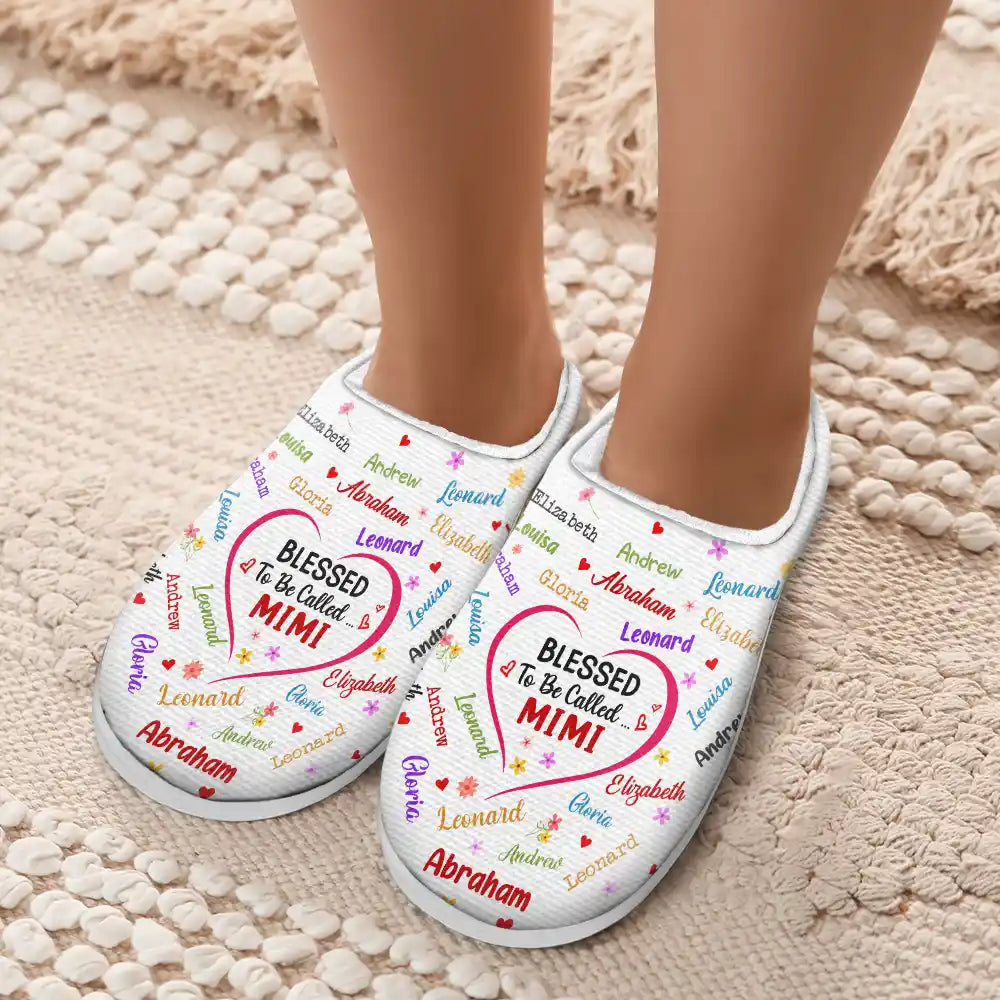 Blessed To Be Called Grandma Nana - Personalized Fluffy Slippers