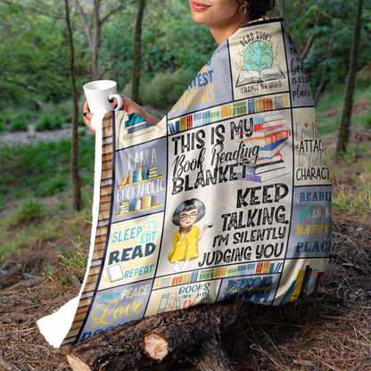 This Is My Book Reading Blanket - Personalized Fleece Blanket, Sherpa Blanket