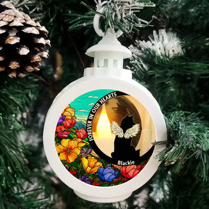 In Loving Memory Black Dogs Cats Memorial - Personalized Candlelight Lantern Ornament