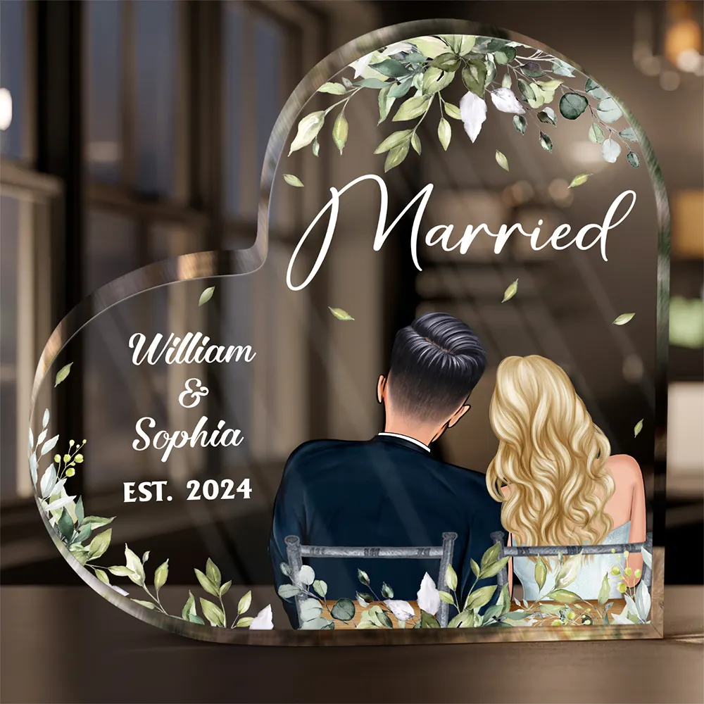Married Couples Forever Loved - Personalized Heart Shaped Acrylic Plaque