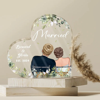 Married Couples Forever Loved - Personalized Heart Shaped Acrylic Plaque