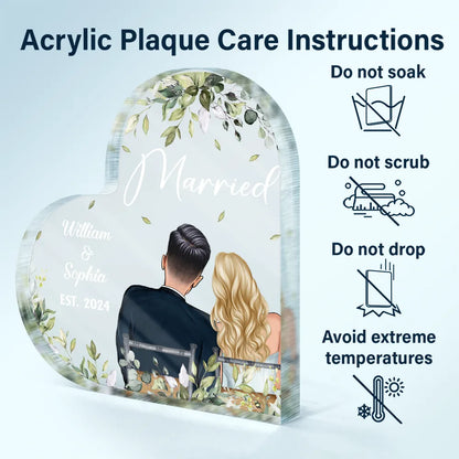 Married Couples Forever Loved - Personalized Heart Shaped Acrylic Plaque