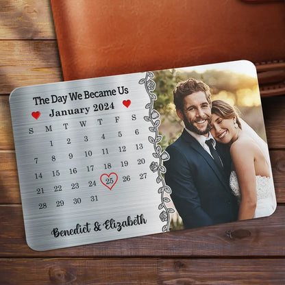 Custom Photo The Day Our Journey Began Couple - Personalized Aluminum Wallet Card