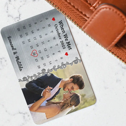 Custom Photo The Day Our Journey Began Couple - Personalized Aluminum Wallet Card