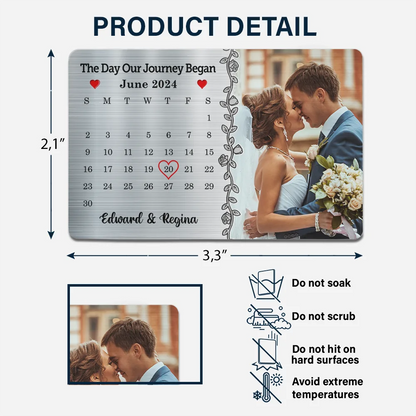 Custom Photo The Day Our Journey Began Couple - Personalized Aluminum Wallet Card